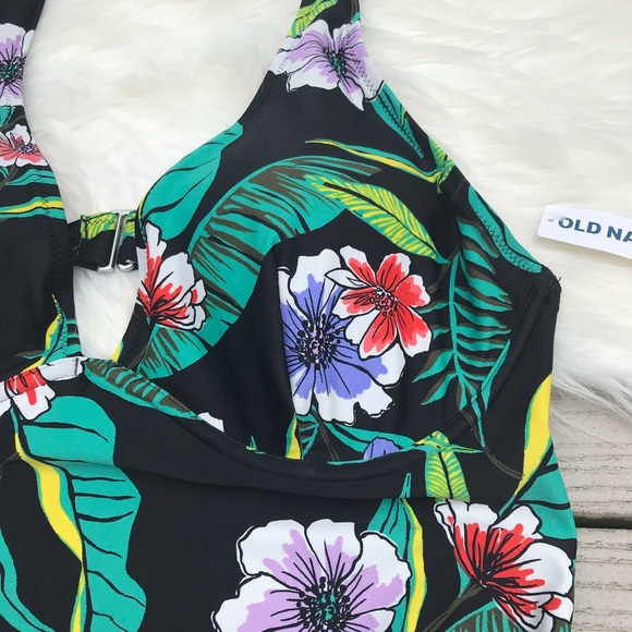 NWT Old Navy Palm Leaf Floral One Piece Swimsuit - Picture 4 of 10